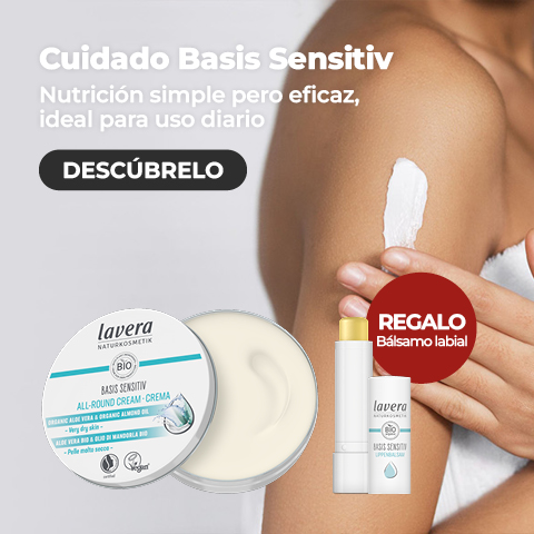 Imagen de madre e hija el primer d&iacute;a del cole con texto sobre fondo claro &quot;Vuelta al cole y a la oficina con NaturaBIO Cosmetics: cuida de ti y de tu familia con cosm&eacute;tica natural certificada&quot;. Incluye un bot&oacute;n con enlace con el texto &quot;Compra ahora&quot;